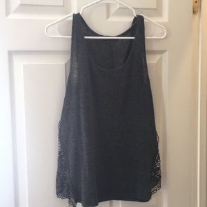 Grey tank with crochet detailing